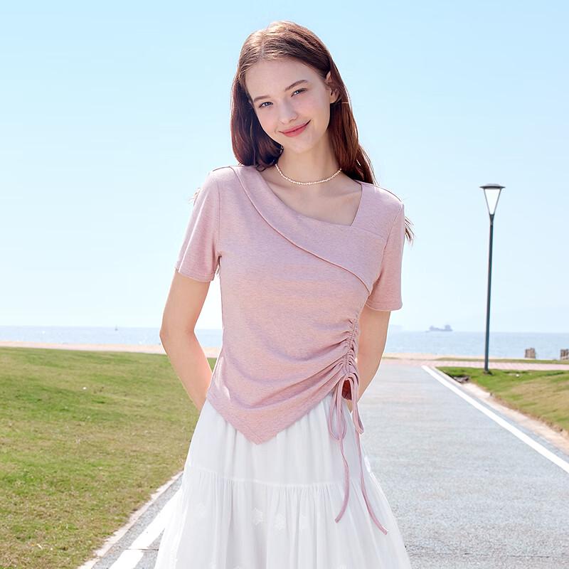 BETU Women's Drawstring Waist Short Sleeve T-Shirt