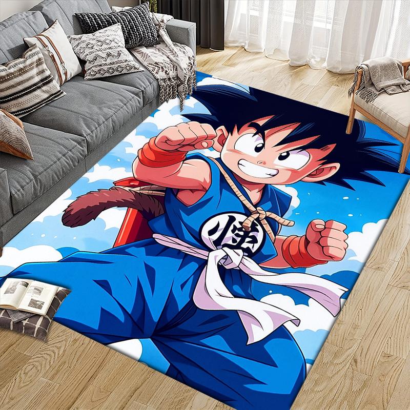 Dragon Ball Son Goku Character Square Area Rug, Non-Slip Floor Mat for Bedroom, Perfect Gift for Goku Fans