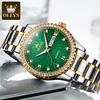 OLEVS Brand Diamond Studded Gold Watch Double Calendar Night Light Waterproof Quartz Men's Watch 5565