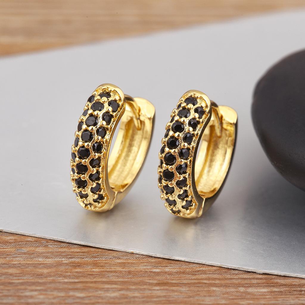 Nidin Hot Sale Original Design Pave Shiny Zircon Circle Hoop Earrings For Women Female Daily Party Fine Ear Jewelry Accessories