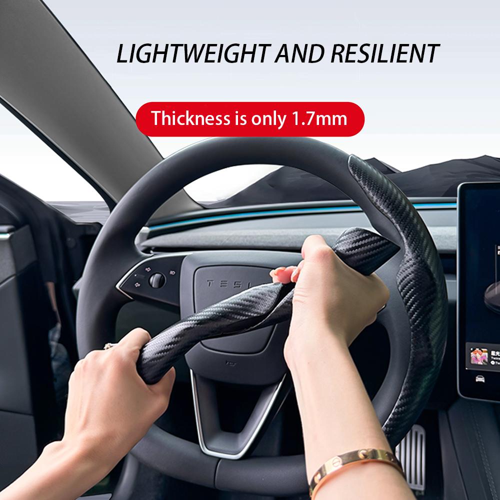 Voor Tesla Model 3/Y Highland Juniper Stuurhoes Koolstofvezel Leer Anti-Bont Sportstuur Auto Accessoires