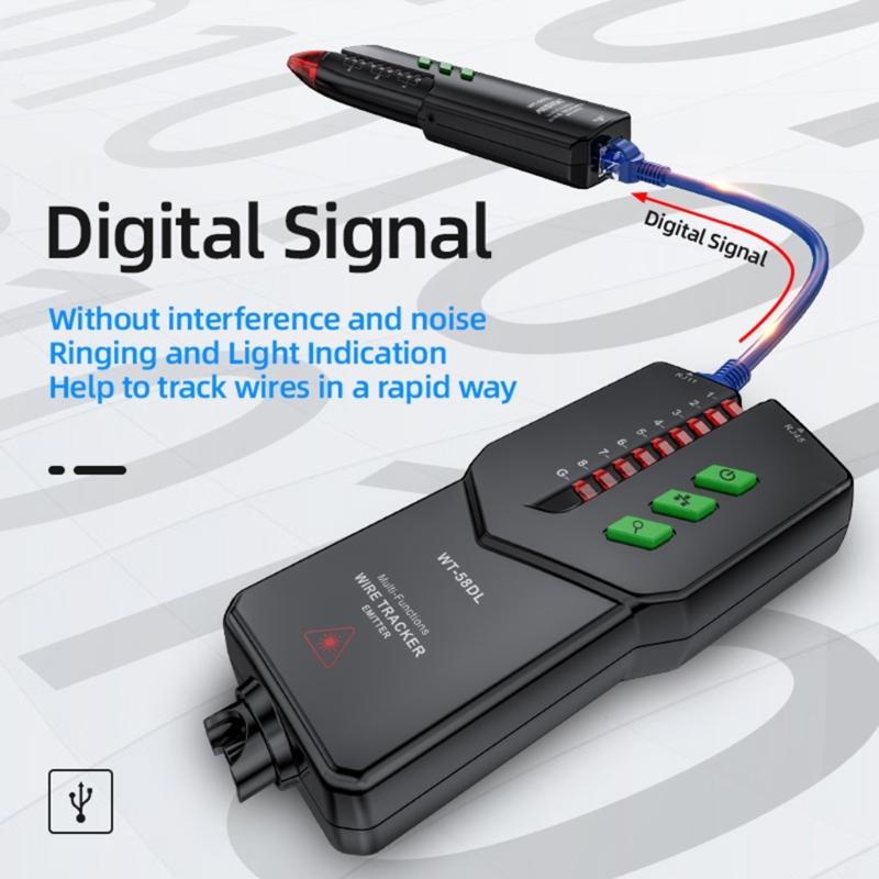 High Accuracy Cable Tester Versatile Line Tester Tracing Device for Ethernet Lines Efficiently Locate & Test Connections