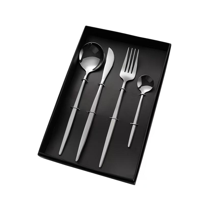 

4 PCS Stainless Steel Dinnerware Set Knife Fork Coffee Spoon Cutlery Tableware Flatware серебряный