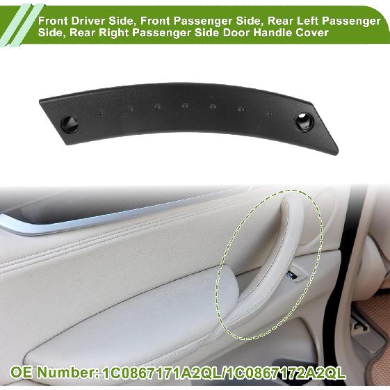 Front Driver Side Door Panel Handle Pull Trim Cover for VW Beetle 1998-2010 Inner Door Handle Door Pull Handle Cover No.1C0867171A2QL Black ABS 1 Set