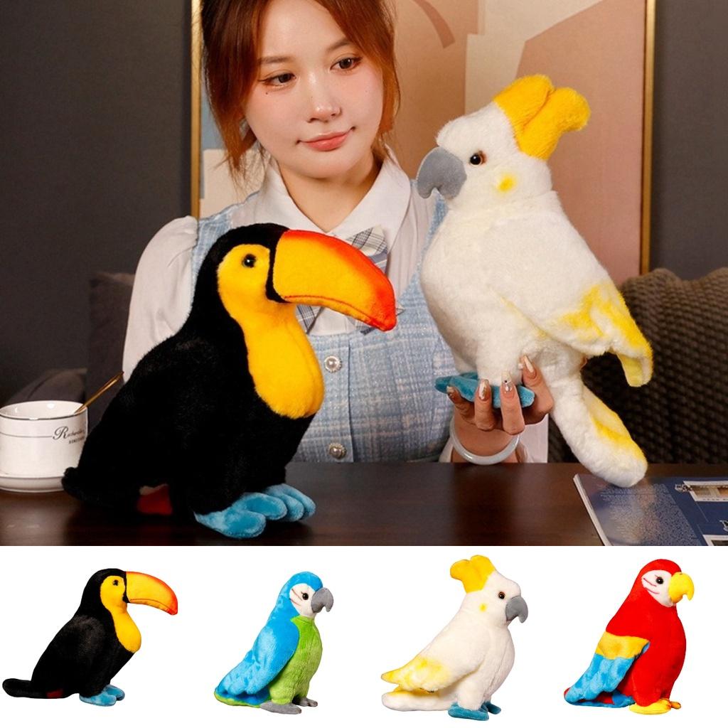 Colorful Parrot Plush Toy Pillow Wholesale Gift With Logo Cartoon Animal Decorative Ornament 25cm 0.2kg