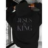 Jesus Ist König Herren Freizeit Hoodie - Schwarz Gemustertes Bedrucktes Pullover Shirt Herbst und Winter Herren Kapuzen Sport und Freizeit Oberteil