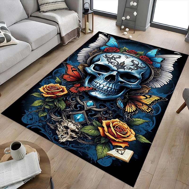 1PC Skull Butterfly Anti-slip Carpet, Suitable for Office, Bedroomand Playrooms. It Can Also Be Used As a Sofa Footrest cover-R73