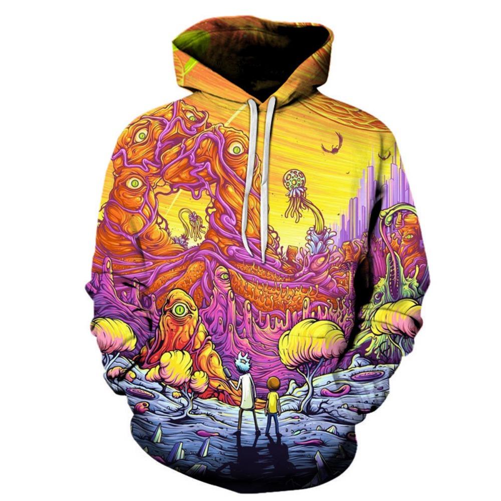 Cross Border Foreign Trade Rick and Morty Digital Printed Hoodie Hooded Men's Hoodie 3D Digital Printed Hoodie