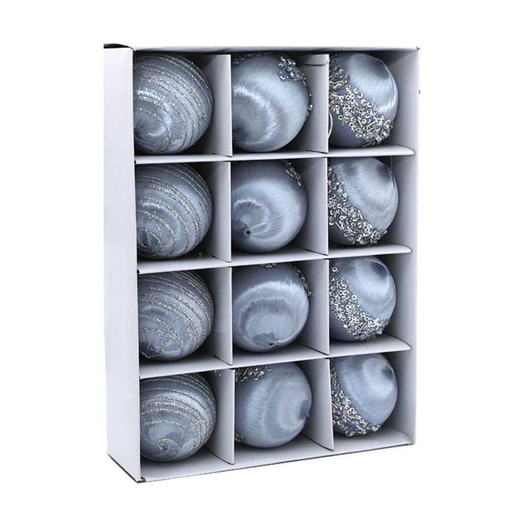 

12pcs Delicate Christmas Ball Set 6CM Hanging Ornament Christmas Tree Decoration Pendant Party серебряный