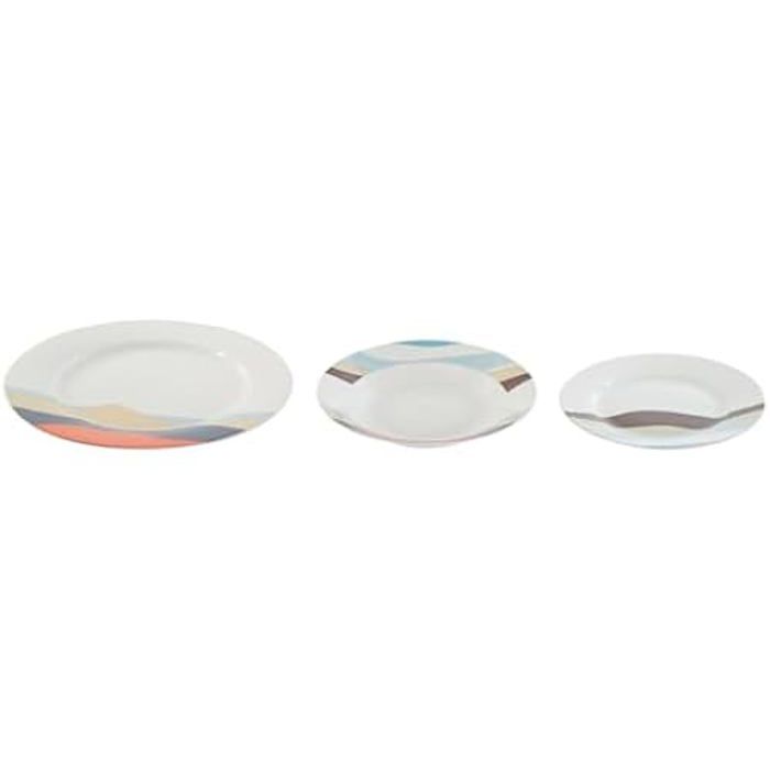 Vaisselle - HOME ESPRIT - Set de 18 pièces - Porcelaine - Motif tropical - 27 x 27 cm