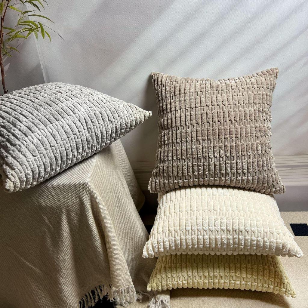 XUAI Corduroy Wheat Grain Backrest Pillowcase - Machine Washable Cover (Insert Not Included)