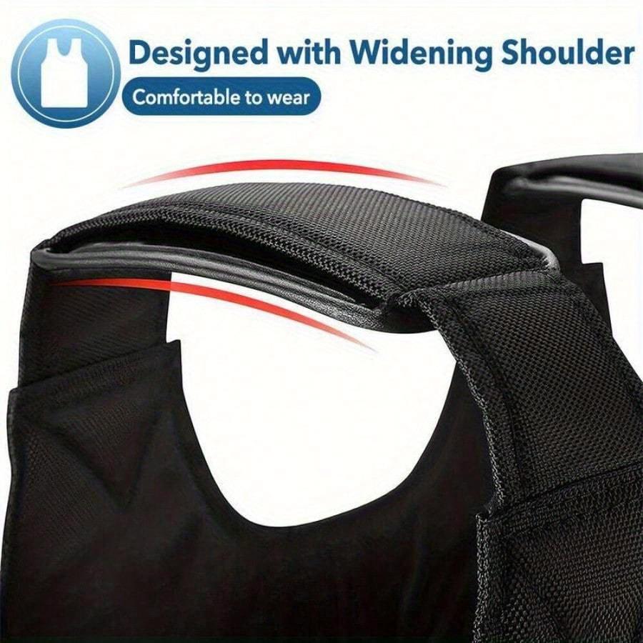 Fitness Adjustable Weight Vest Black Oxford Fabric with 12 Pockets for Men and Women, Perfect for Running, Strength Training and Exercise