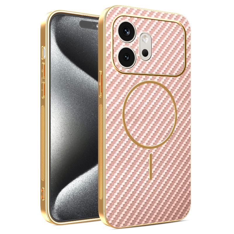 For Honor 600 600 Pro Electroplated Carbon Fiber Magnetic Fingerprint-resistant Shockproof Phone Case