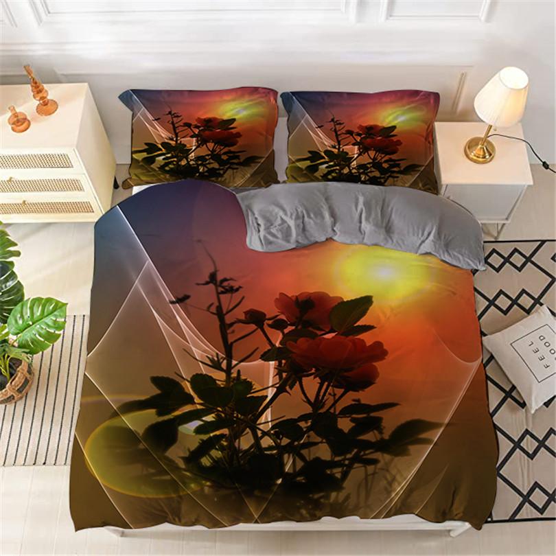 Red Rose King Queen Duvet Cover Romantic Flower Bedding Set Valentine's Day Quilt Cover Couples Floral Polyester Comforter Cover
