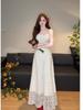 Pure desire wind embroidery suspender dress women's summer new temperament fashion waist thin chic long dress tide