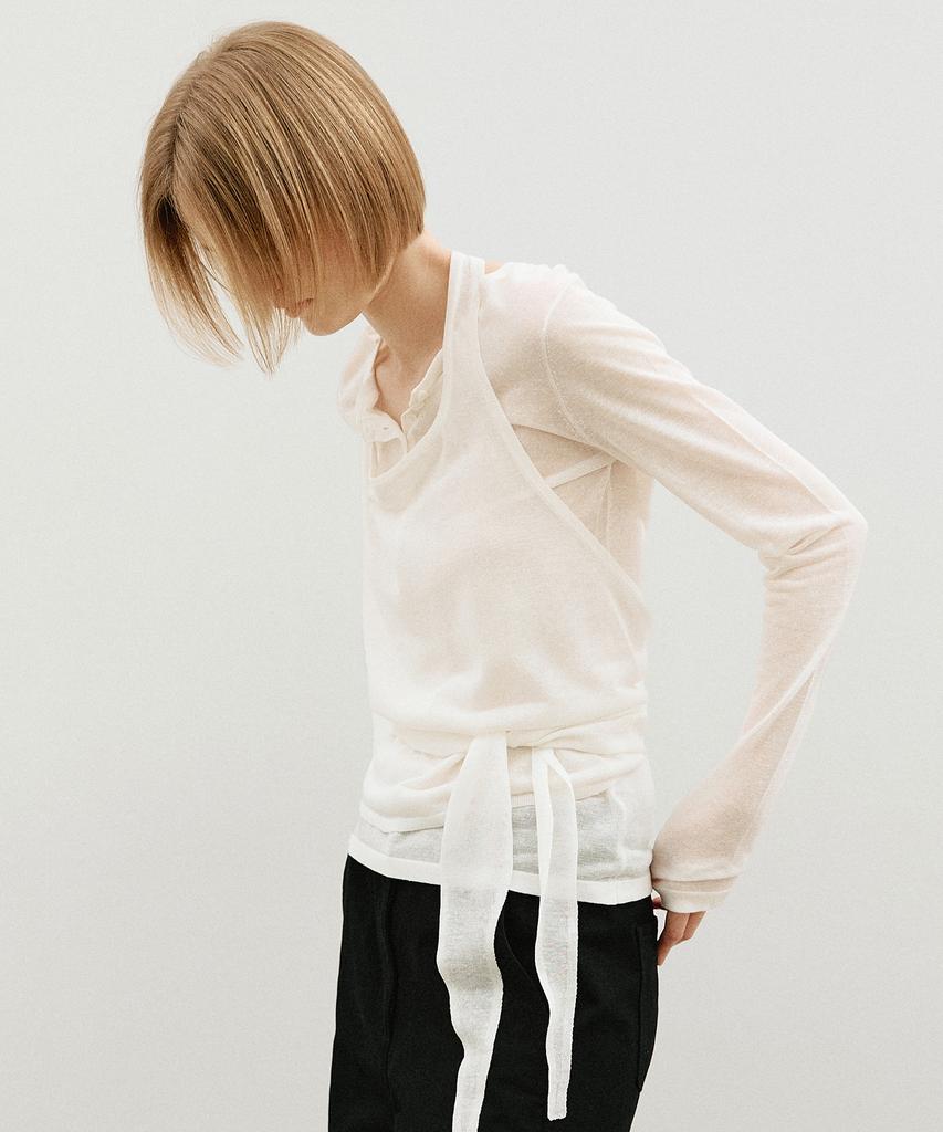 ARTID Linen Halterneck Layered Knit Set_White