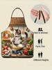 1pc Cartoon Cooking Cat Apron, Non-Stretch Fabric, Woven, Tie Back Detail, Loose Fit, All-Season Kitchen Apron for Men and Women