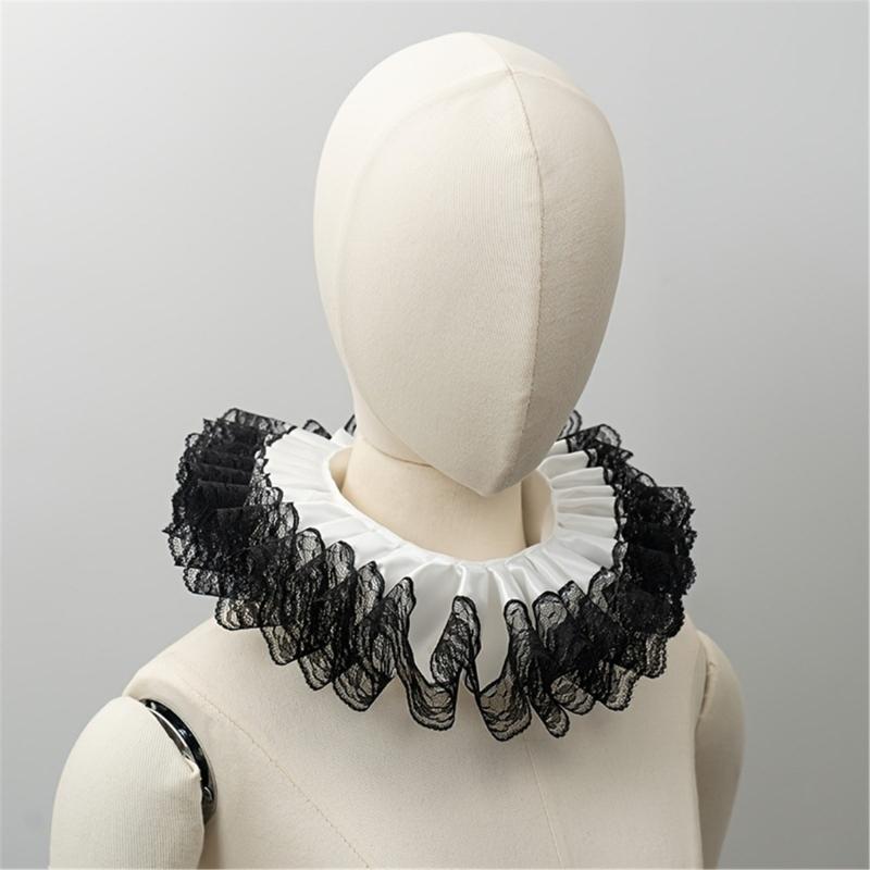 Colletto Finto in Pizzo Staccabile con Collo a Volant, Accessorio per Camicette, Maglioni e Vestiti, Decorazione per Collo in Stile Vittoriano