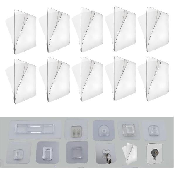 12 PCS Wall Mounted Replacement Sticky pads for Kitchen Bathroom Shower Caddy Organizer Rack Holder Nail Free Adhesive Hooks (Square)