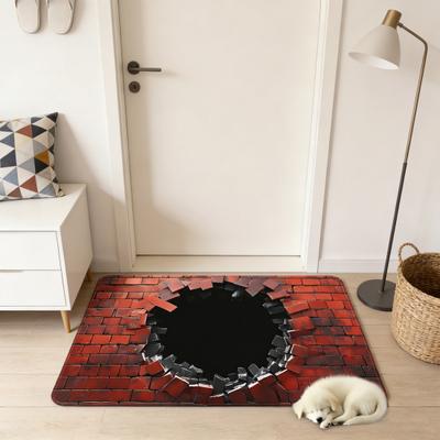 Floor Mat 3D Optical Illusion Non-Slip Rug with Anti-Slip Bottom Crystal Velvet Soft Floor Cushion Easy To Clean Living Room Bedroom Decor