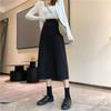 2024 High Waist A-Line Black Midi Skirt for Women - Slimming Bodycon Fit