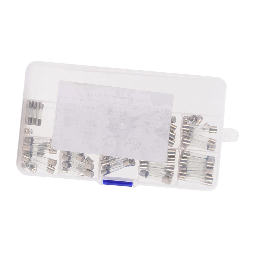 Total 100Pcs Fast-blow Car Glass Fuses Tube Assorted Kit 55Pcs 5x20mm 45Pcs 6*30mm Amp 0.2A 0.5A 1A 2A 3A 5A 10A 15A 20A 30A