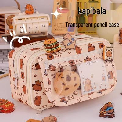 Estuche de Lápices Capibara Transparente Multifuncional de Gran Capacidad de 9 Capas para Niños