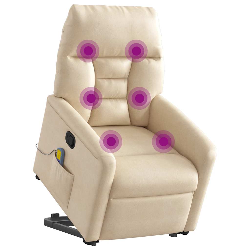 Recliner Chair with Lift Function Beige Microfiber Fabric