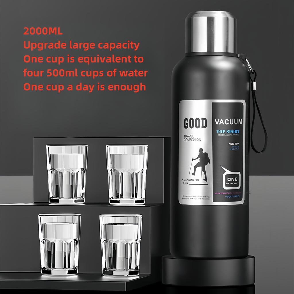 Outdoor Sports Thermos Cup: Large Capacity Metal Vacuum Flask, 600/800/1000/1500/2000ML Options, 316 Stainless Steel