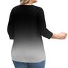 Women's Large Size Print 3/4 Sleeve Button Collar Top T-Shirt Bottoming Shirt