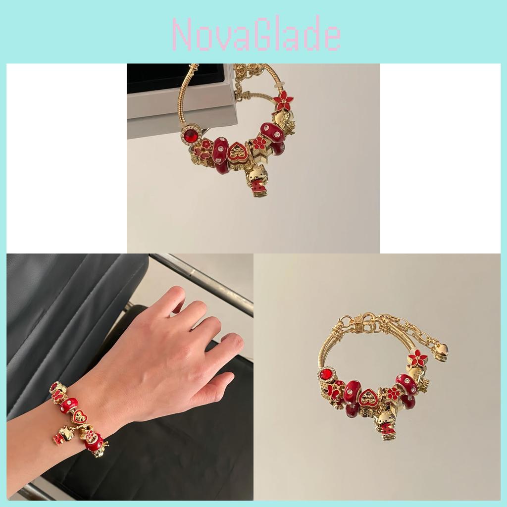 Hello Kitty Beaded Jewelry Necklace With Charm For Gift And Casual Wear