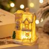 White Christmas Glowing Small House Resin Xmas House Ornament Cartoon Table Decorations  Home Decor