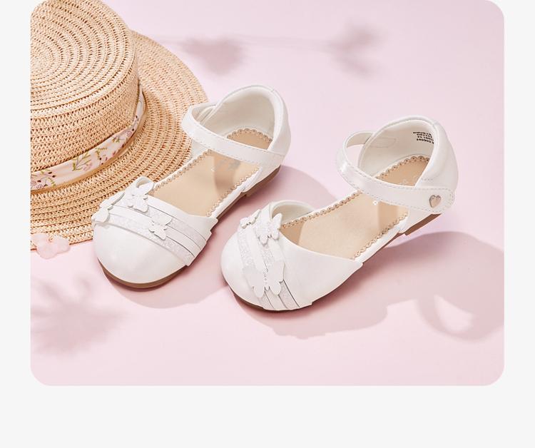 David Bella Girls' Leather Shoes Summer New Children's Sandals White Princess Wind Large Children's Anti slip Shoes