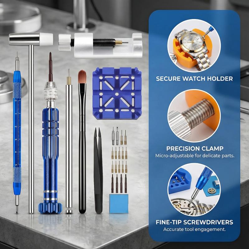 30-Piece Watch Repair Tool Kit: Case Opener & Disassembly Set