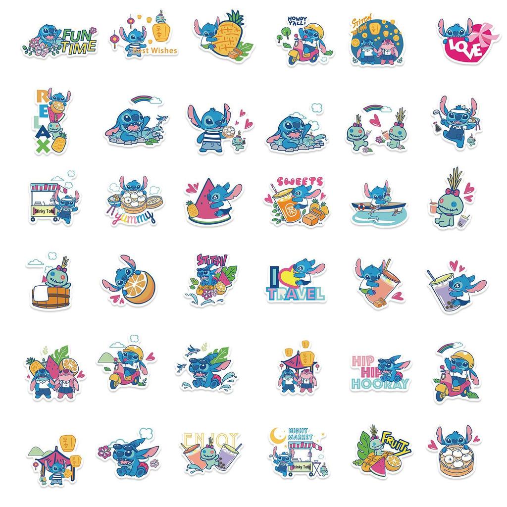 40 Cartoon Character Stitch Stickers: Self-Adhesive Waterproof Scrapbook Decorations