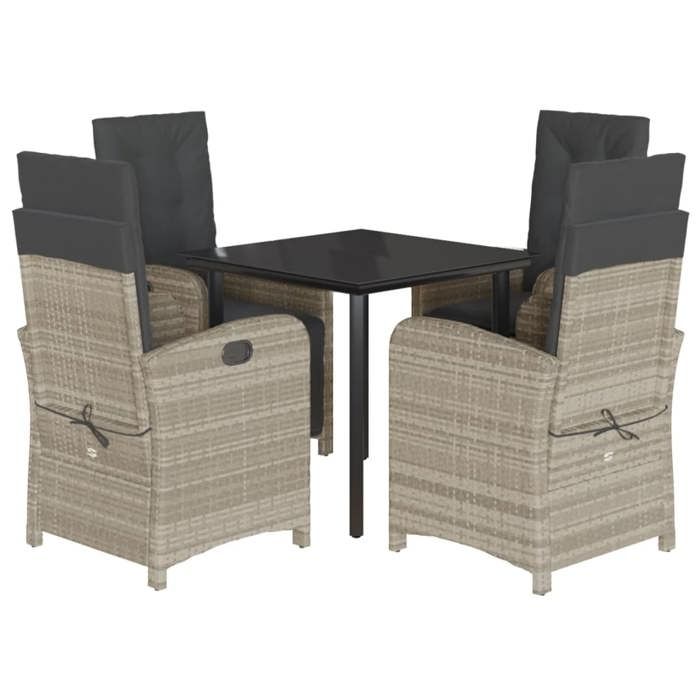 VidaXL Ensemble à Manger de Jardin avec Coussins 5 pcs, Chaises et Table de Patio, Meubles de Terrasse, Moderne, Gris Clair 3212606