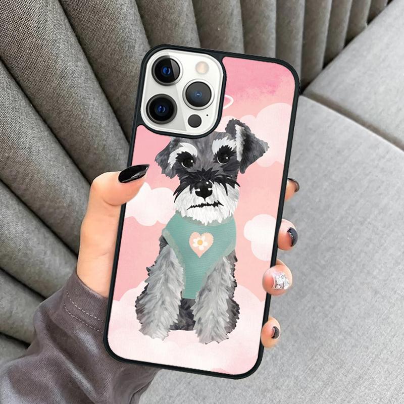 Миниатюрный шнауцер собака искусство Чехол для телефона Для iPhone 17 Air 16 16e 15 13 14 Pro Max 11 12 Plus 2022 MAX Чехол coque