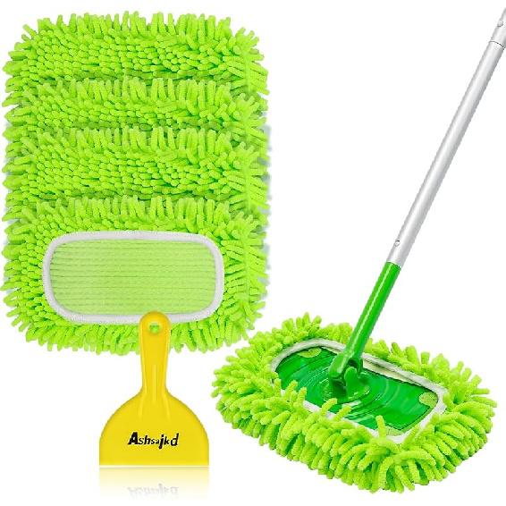 

Набор из 4 многоразовых сменных насадок для швабры, совместимых со шваброй Swiffer Sweeper, сухие и влажные подметальные салфетки для деревянного пола, микрофибровые хлопковые насадки для 4