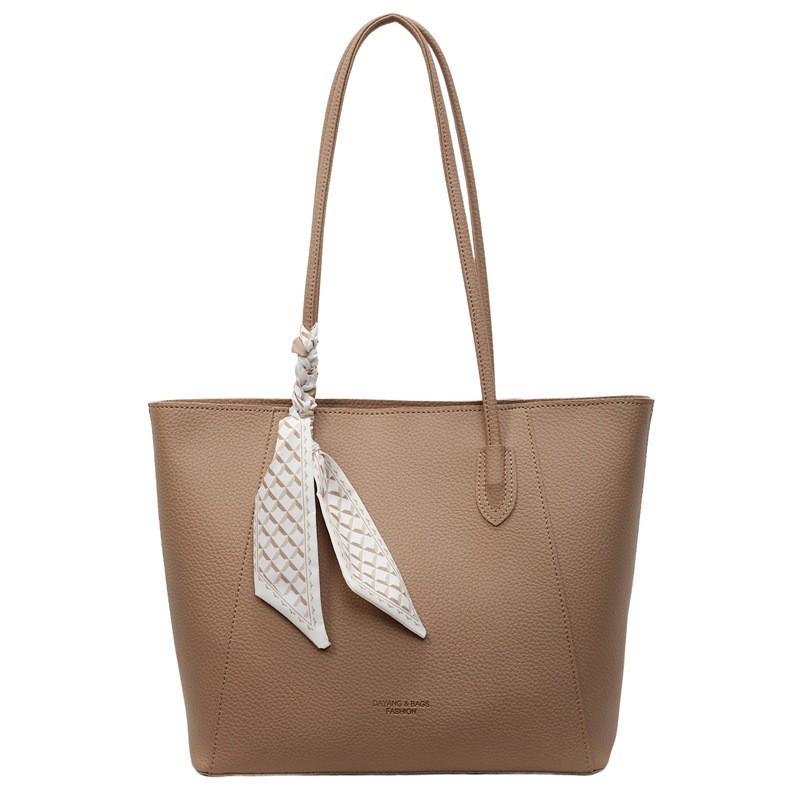 Women Elegant Simple Silk Scarf Pu Interior Zipper Pouch Stitching Lifestyle