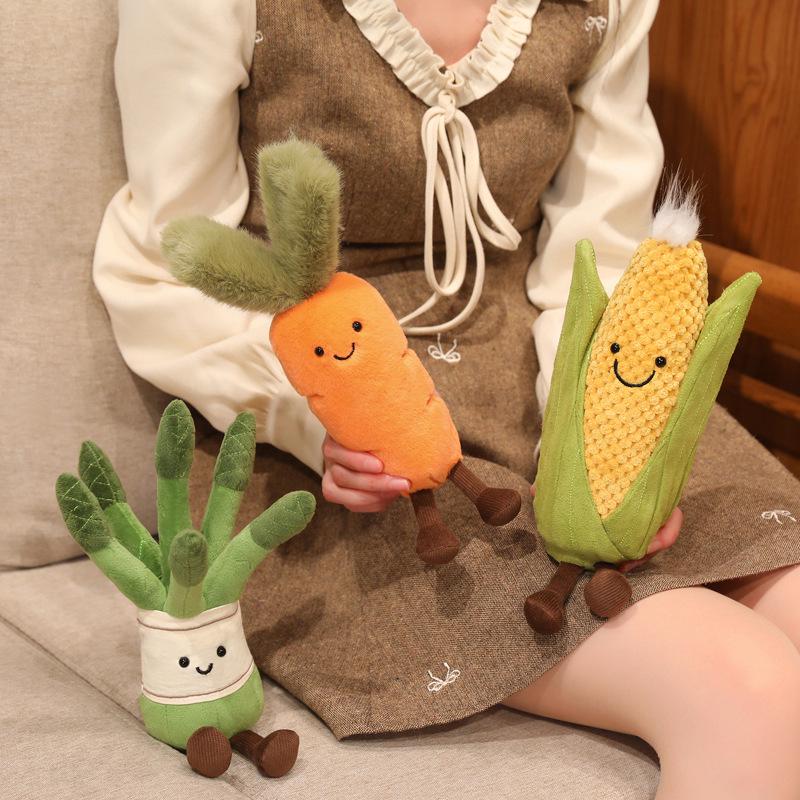 Interactive Small Dog Chew Toy - Corn, Carrot, Asparagus Plush for Teething & Learning