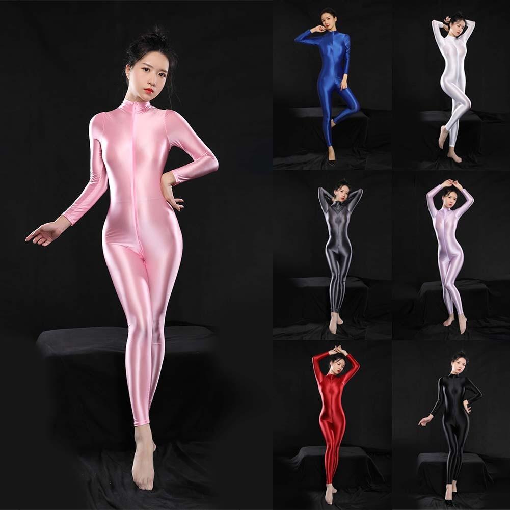 Womens Bodysuit Tights Zip-up Bodystockings Bodysuit