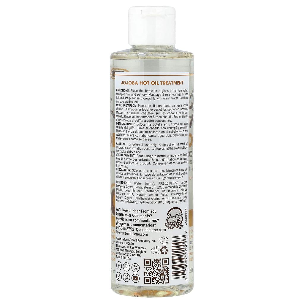 Queen Helene Hot Oil Treatment, Jojoba, Dry, Brittle Hair, 8 Fl Oz (237 Ml)