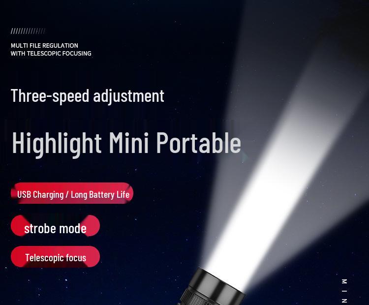 High-Power T6 LED Flashlight: USB Rechargeable, Zoom, Long-Range, Multi-functional, Detachable Torch