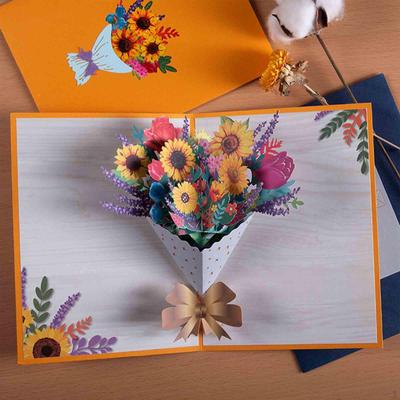 Mother's Day Greeting Card Popup Birthday Gift Mom Flower for