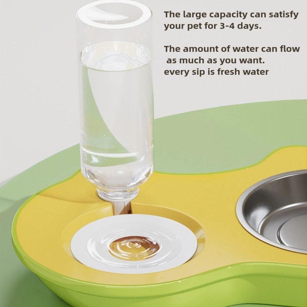 Double Dog Feeding Bowl Detachable Automatic Water Dispenser Creative Pet Bowls  Cat Food Bowl
