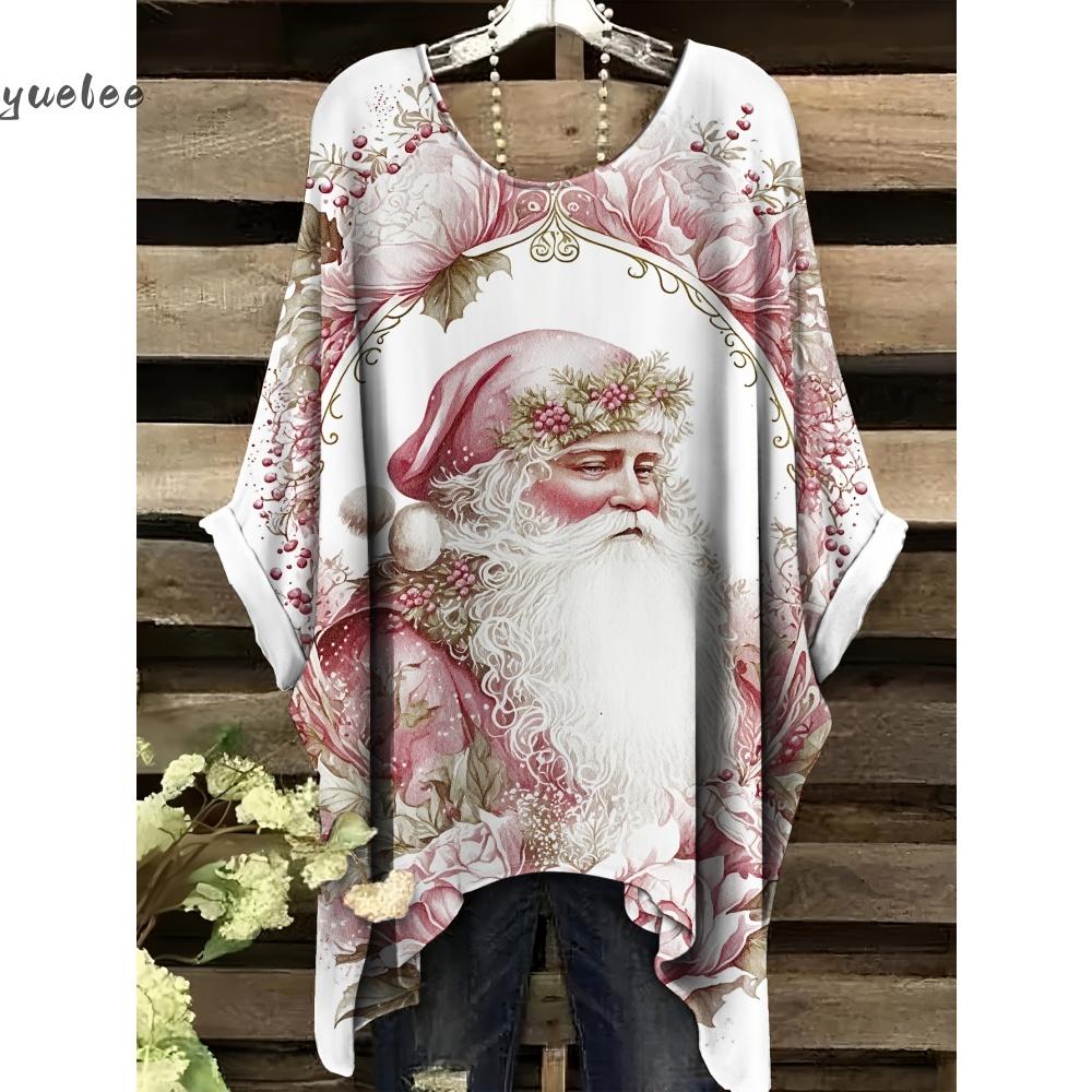 Christmas Snowman 3D Print Sweatshirts Women Fashion Casual Streetwear Round-Neck Asymmetric Hemp Pullovers Tops Woman Clothing