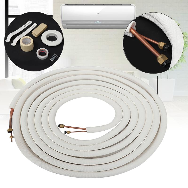 1/4'' 3/8' 10 Meter Air Conditioner Pair Coil Tube Insulate Copper Aluminum Pipe Split Line Wire Home Air Conditioner Parts