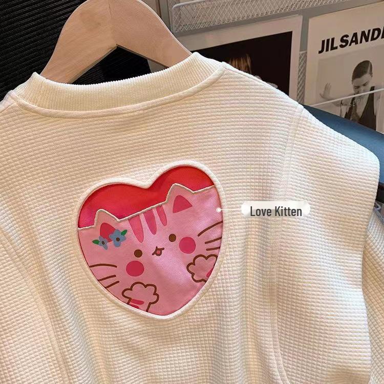 Girls' Cartoon Letter Two-Piece Set: Cute and Stylish Spring/Autumn Top & Pants for Kids