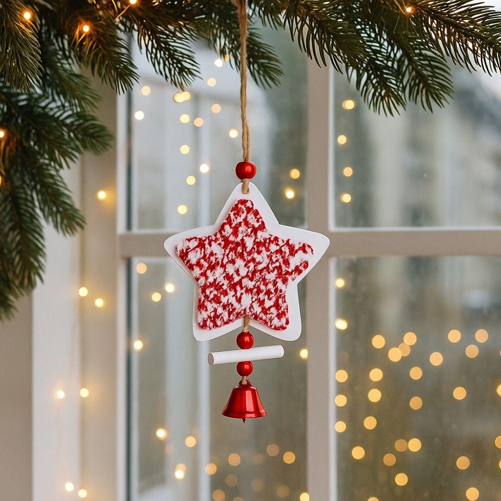 Decorative Xmas Tree Star Ornaments Heart Shape Star Car Ornament  Background Decor