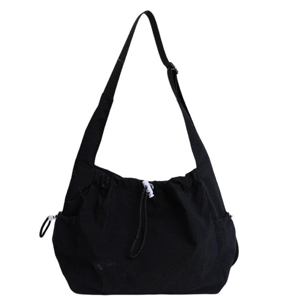 Large Capacity Drawstring Tote Bag Korean Crossbody Bag Casual Nylon Shoulder Bag Office Worker